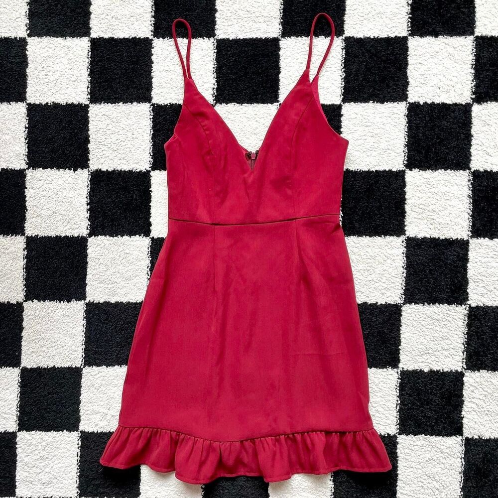 Princess Polly Red Ruffle Hem Dress XS